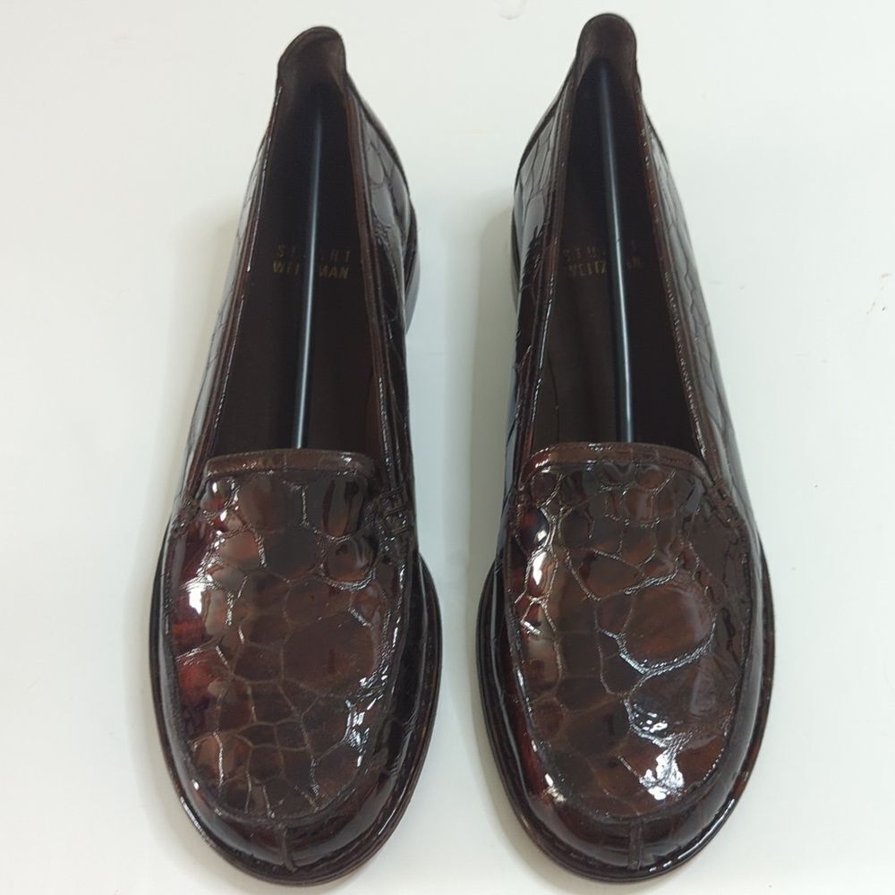 Stuart Weitzman Brown Croc Leather Loafer 8W